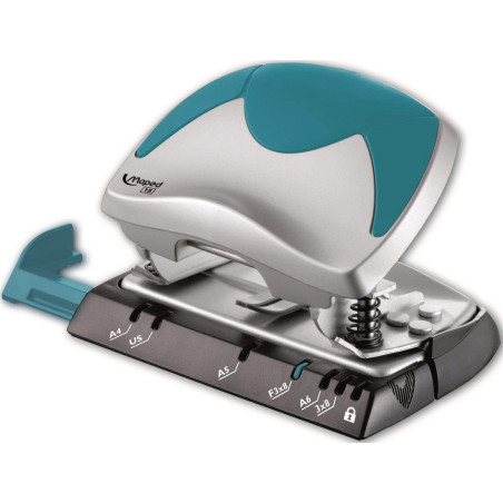 Maped - Perforateur 2 Trous Ergologic - Perfore 15 à 20 Feuilles Simultanément - Avec Système de Calage Optimisé sur les Anneaux