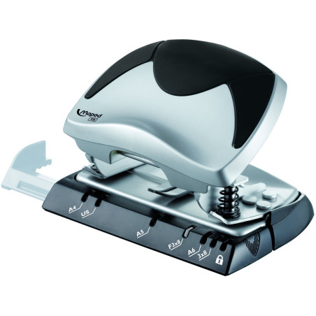 Maped - Perforateur 2 Trous Ergologic - Perfore 15 à 20 Feuilles Simultanément - Avec Système de Calage Optimisé sur les Anneaux