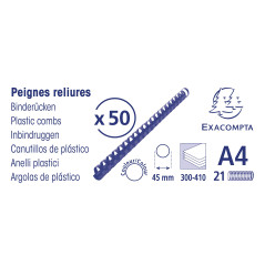 Exacompta - Réf. 75901E - Boîte de 50 reliures spirales en PVC noir 45 mm - permet de relier 300 à 410 feuilles de 80 g format A