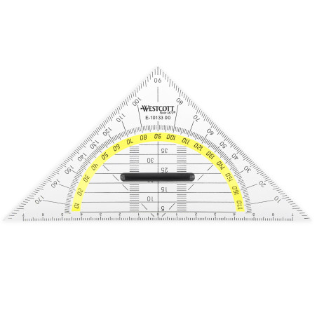Westcott Géodésique 14 cm avec poignée amovible - Géodésique transparente en plastique avec graduation jaune - Échelle technique