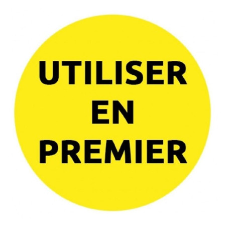 AVERY - 300 Étiquettes Jaunes Amovibles en Rouleau Pré-Imprimées "UTILISER EN PREMIER" Traçabilité Alimentaire - Format 40 mm