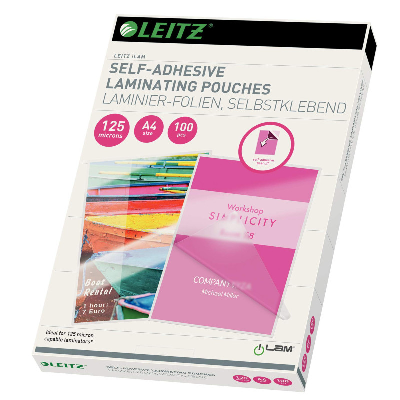 Leitz Paquet de 100 Pochettes de plastification à chaud 125 microns A4 Brillant