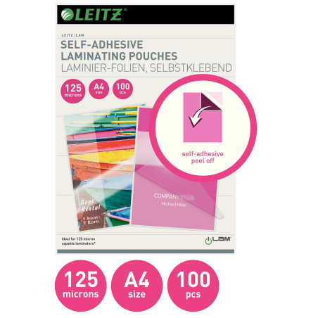 Leitz Paquet de 100 Pochettes de plastification à chaud 125 microns A4 Brillant