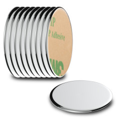 ECENCE Aimants en néodyme 10 Aimants frigo circulaires adhésifs - 22x1mm - Revêtement haut de gamme NiCuNi, Aimant puissant auto
