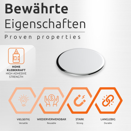 ECENCE Aimants en néodyme 10 Aimants frigo circulaires adhésifs - 22x1mm - Revêtement haut de gamme NiCuNi, Aimant puissant auto