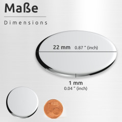 ECENCE Aimants en néodyme 10 Aimants frigo circulaires adhésifs - 22x1mm - Revêtement haut de gamme NiCuNi, Aimant puissant auto
