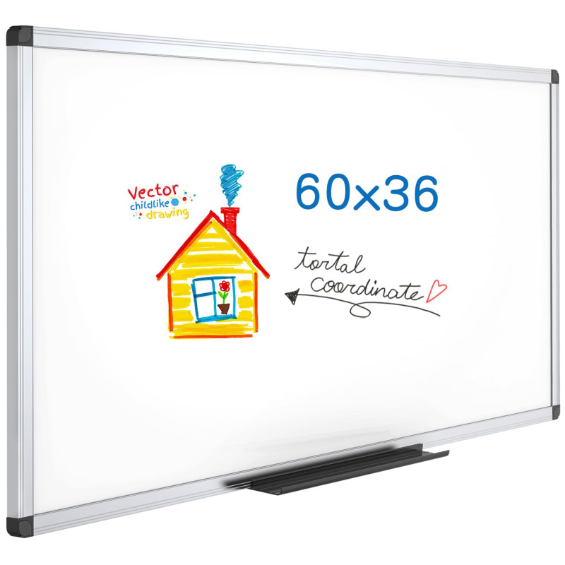 VIZ-PRO Tableau Blanc Magnétique, Cadre en Aluminium, Effaçable à Sec, 150 x 90 cm VIZ-PRO Tableau Blanc Magnétique, Cadre en Aluminium, Effaçable à Sec, 150 x 90 cm