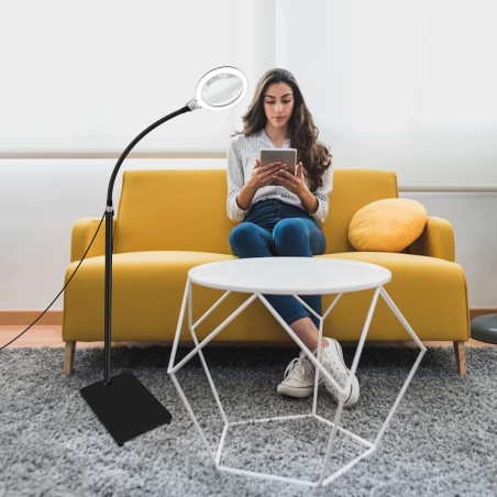 Delixike Loupe avec lumière et Support, Lampe loupe avec col de Cygne Flexible, loupe à intensité Variable avec 54 LED pour Pers