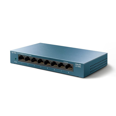 TP-Link Switch Gigabit 8 Ports RJ45 (LS108G) Métal 10/100/1000 Mbps, Switch Ethernet idéal pour étendre Le réseau câblé pour Les