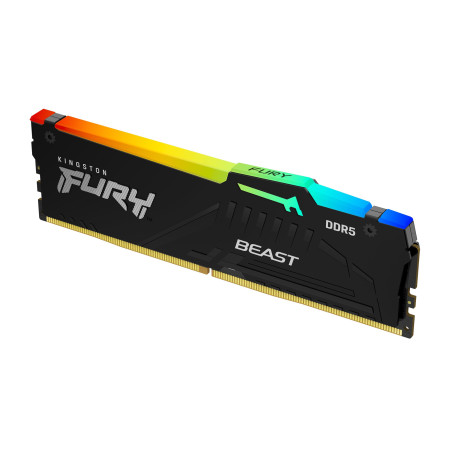 Kingston FURY Beast Noir RGB 16Go 6400MT/s DDR5 CL32 DIMM Mémoire pour PC de Gamer Module Simple AMD EXPO/ Intel XMP - KF564C32B
