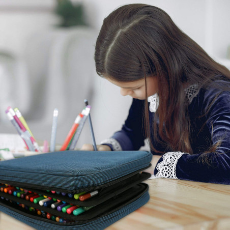 WINSHEA Trousse 120 Fentes Oxford Grande Capacité Porte-Crayon Portable Sac de Rangement Crayons de Couleur Organisés Une Boîte 