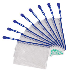 Tarifold Fr 509061- Lot de 8 Pochettes Plastique Format A6 Zip, Fermeture éclair Document Chemises transparentes Dossier pour Bu