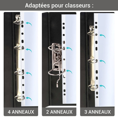 Waytex 931307 Pochettes Perforées A4 Transparentes Lisses 70 microns - Paquet de 100