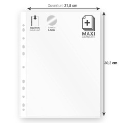 Waytex 931307 Pochettes Perforées A4 Transparentes Lisses 70 microns - Paquet de 100