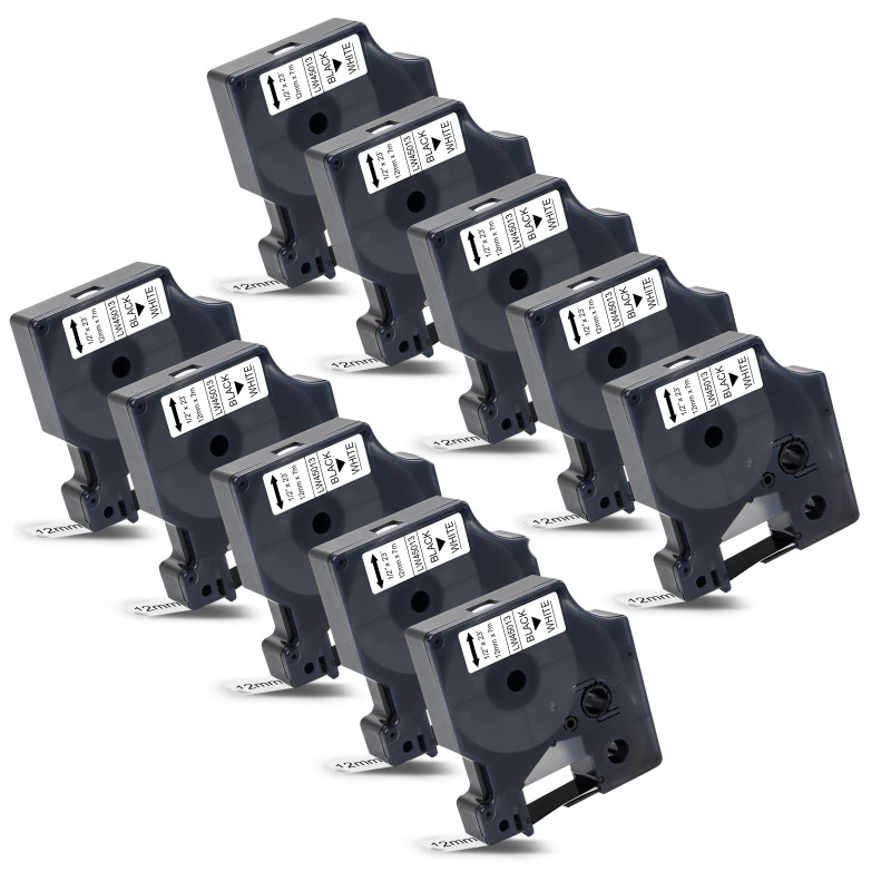 Labelwell 10x Compatible pour Dynmo D1 45013 45013s S0720530 12mm x 7m Noir sur Blanc Ruban pour Étiqueteuse für Dynmo LabelMana Labelwell 10x Compatible pour Dynmo D1 45013 45013s S0720530 12mm x 7m Noir sur Blanc Ruban pour Étiqueteuse für Dynmo LabelMana