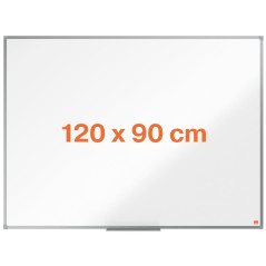 Nobo Tableau Blanc Magnétique Émaillé, 1200 x 900mm, Cadre Aluminium, Montage Mural par les Coins, Porte-Marqueur Inclus, Essenc