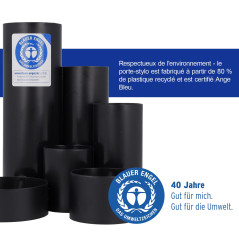 Westcott Porte-crayons noir recyclé | Porte-crayons avec 6 compartiments ronds comme organiseur de bureau | Rangement clair des 