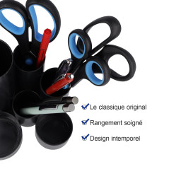 Westcott Porte-crayons noir recyclé | Porte-crayons avec 6 compartiments ronds comme organiseur de bureau | Rangement clair des 
