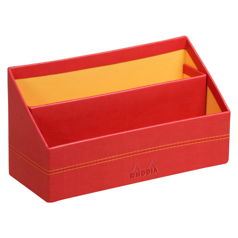 RHODIA 318943C - Porte-Courrier Coquelicot - 25 x 10 x 14 cm - Piqûres Sellier Orange - Extérieur Simili Cuir - Collection Home RHODIA 318943C - Porte-Courrier Coquelicot - 25 x 10 x 14 cm - Piqûres Sellier Orange - Extérieur Simili Cuir - Collection Home
