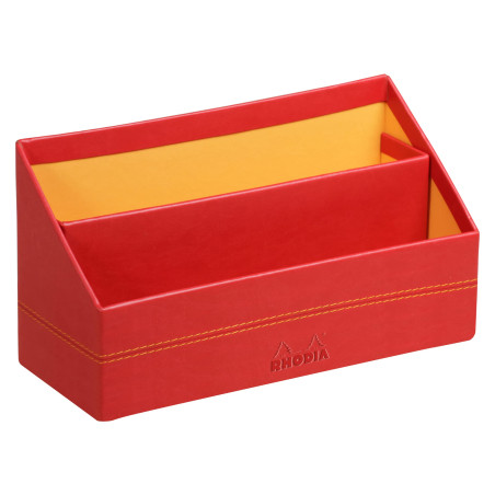 RHODIA 318943C - Porte-Courrier Coquelicot - 25 x 10 x 14 cm - Piqûres Sellier Orange - Extérieur Simili Cuir - Collection Home