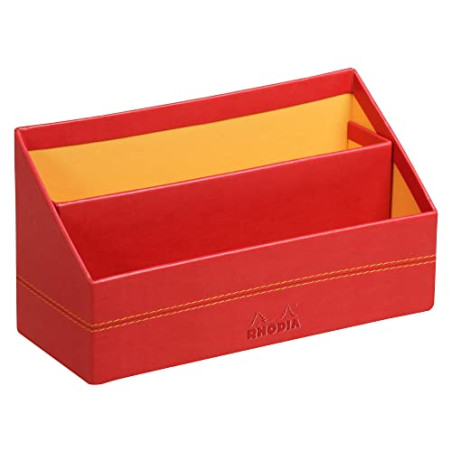 RHODIA 318943C - Porte-Courrier Coquelicot - 25 x 10 x 14 cm - Piqûres Sellier Orange - Extérieur Simili Cuir - Collection Home