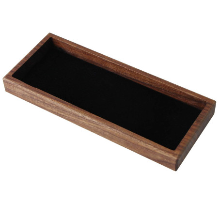 Porte-Stylo Plumier en Bois Véritable Boîte de Bureau Plateau de Rangement pour Pen, Stylos, Clés, pièces de Monnaie (Brown/Waln