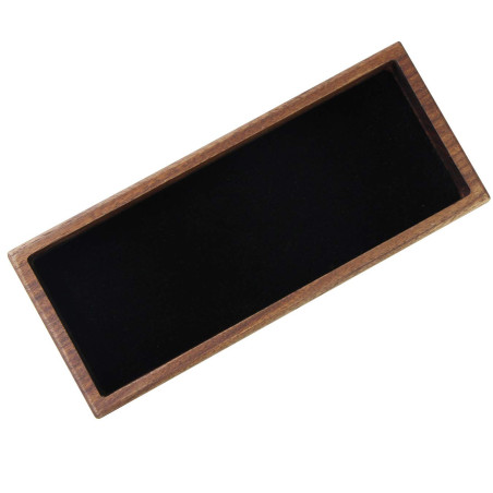 Porte-Stylo Plumier en Bois Véritable Boîte de Bureau Plateau de Rangement pour Pen, Stylos, Clés, pièces de Monnaie (Brown/Waln