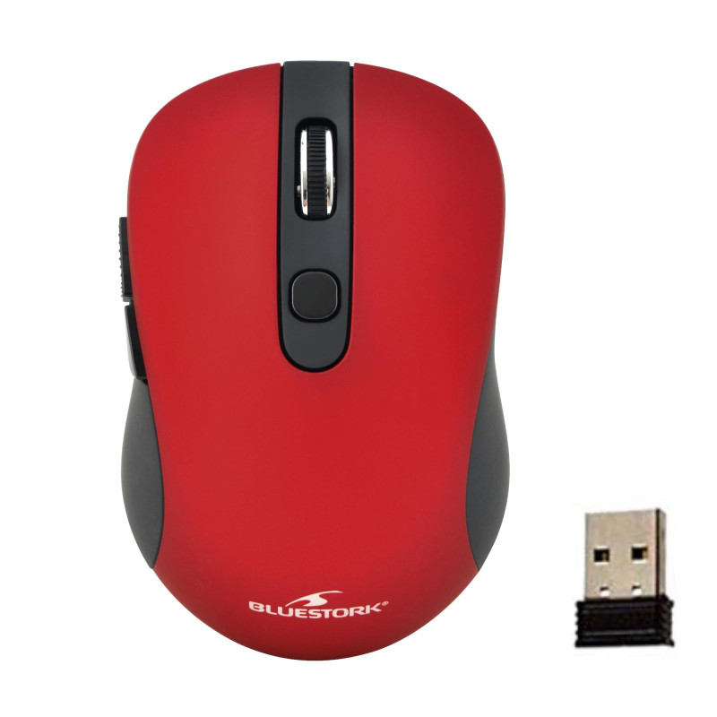 BLUESTORK Souris sans Fil 6 Boutons Rouge métal- 2,4 GHz - Jusque 1600 Dpi - Compatible Windows et Mac (Rouge) BLUESTORK Souris sans Fil 6 Boutons Rouge métal- 2,4 GHz - Jusque 1600 Dpi - Compatible Windows et Mac (Rouge)