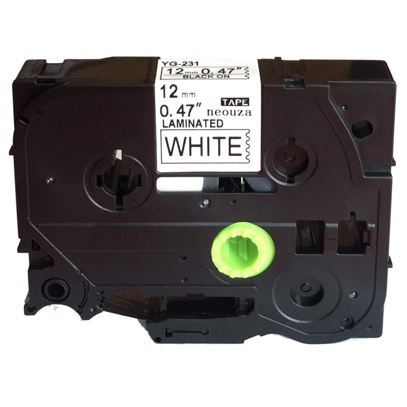 Ruban laminé Neouza compatible avec étiqueteuse cassette Brother P-Touch, Tze Tz, Cartridge - 12 mm TZe-231 Black on White Ruban laminé Neouza compatible avec étiqueteuse cassette Brother P-Touch, Tze Tz, Cartridge - 12 mm TZe-231 Black on White