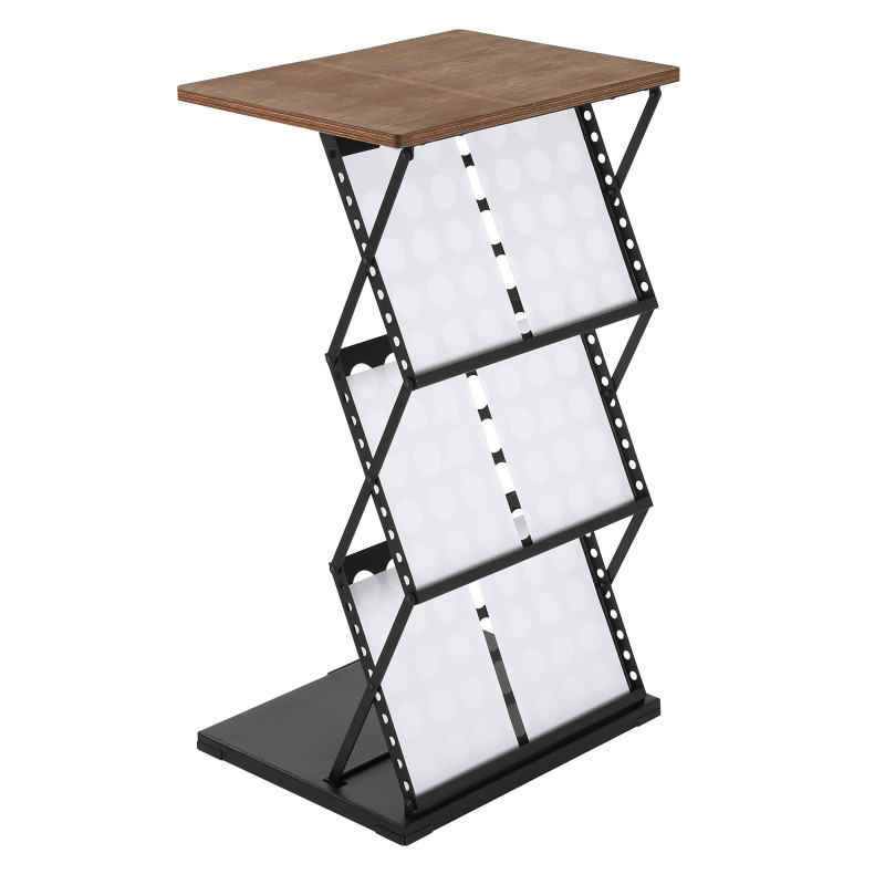 DISPLAY SALES - Présentoir Porte-brochures Noir avec Plateau en Bois | Porte-brochure Pliable en métal avec 6 Compartiments de R DISPLAY SALES - Présentoir Porte-brochures Noir avec Plateau en Bois | Porte-brochure Pliable en métal avec 6 Compartiments de R