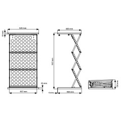 DISPLAY SALES - Présentoir Porte-brochures Noir avec Plateau en Bois | Porte-brochure Pliable en métal avec 6 Compartiments de R
