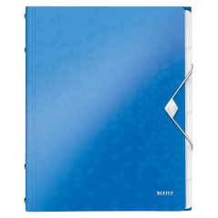 Leitz Trieur A4, Contient jusqu'à 200 Feuilles, Index Intégré à 6 Onglets, Fermeture Élastique, Bleu Métallisé, WOW, 46330036