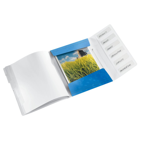 Leitz Trieur A4, Contient jusqu'à 200 Feuilles, Index Intégré à 6 Onglets, Fermeture Élastique, Bleu Métallisé, WOW, 46330036