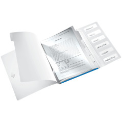 Leitz Trieur A4, Contient jusqu'à 200 Feuilles, Index Intégré à 6 Onglets, Fermeture Élastique, Bleu Métallisé, WOW, 46330036