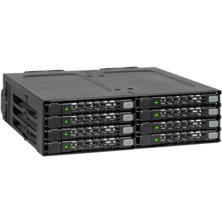 Icy Dock Backplane Cage, Rack Mobile Robuste, boîtier de Rack Tout en métal Hot Swap pour 8 SSD Or HDD de 2,5" SATA/SAS dans 1 B