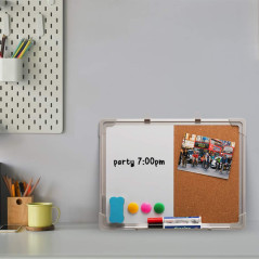 DOEWORKS Tableau Mixte 40 x 30cm Tableau Blanc Magnétique & Tableau en Liège, Double Face Tableaux d'affichage Mural pour Maison