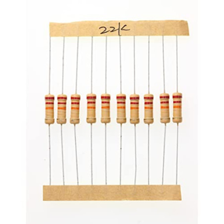 HUABAN 100 Pièces 1 Watts 1W 22K Ohm 5% Résistance à couche de carbone