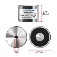 Heschen Électroaimant électromagnétique P25/20, OD 25 mm, DC 12 V, 5 kg