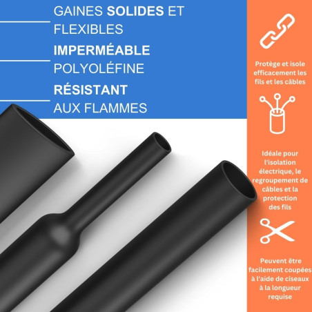 Gocableties - Mini Bobine de Gaine thermorétractable imperméable - Transparent - 1,2 mm x 12 m - Rapport de rétrécissement 2:1 -
