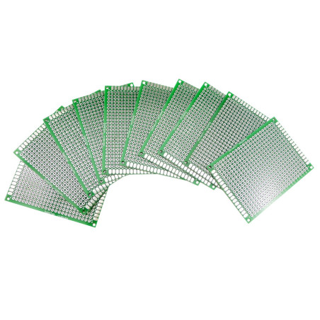 Aihasd 10 pièces Carte PCB double face Kit de maquette prototype 5x7 CM Circuit imprimé à grille de trous planche à pain Compati