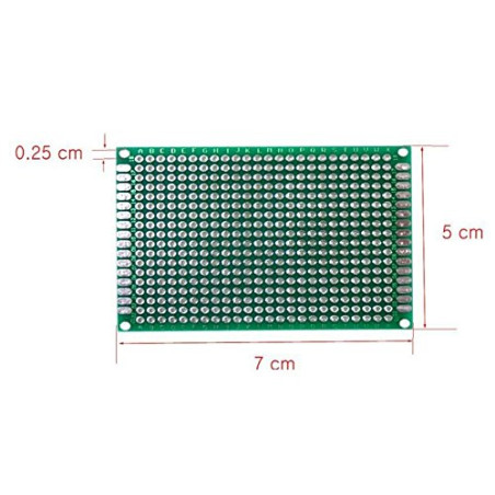 Aihasd 10 pièces Carte PCB double face Kit de maquette prototype 5x7 CM Circuit imprimé à grille de trous planche à pain Compati