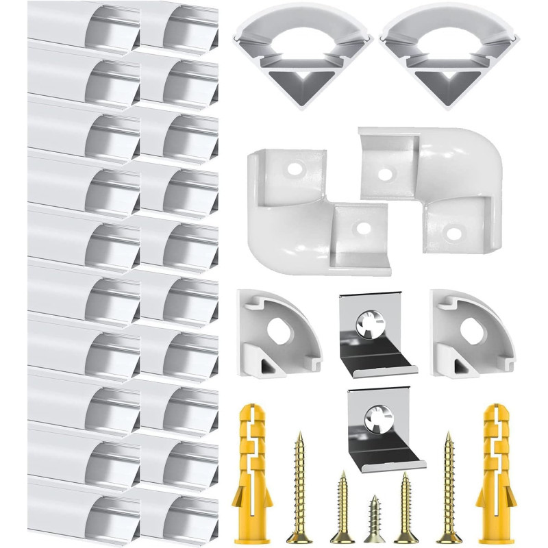 Chesbung Profilé led diffuseur led - 20x1mètre Aluminium Profilé V-forme pour Bandes à LED, Compact Finition Professionnelle ave Chesbung Profilé led diffuseur led - 20x1mètre Aluminium Profilé V-forme pour Bandes à LED, Compact Finition Professionnelle ave