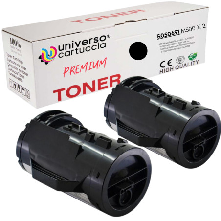 univerocartuccia® 2 x Toner Compatible pour Epson AL-M300 S050691 Workforce AL-M300D/Workforce al-m300dt/Workforce al-m300dn Wor