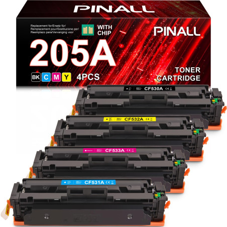 PINALL 205A Tonner Compatible pour HP 205A CF530A CF531A CF532A CF533A pour HP Color LaserJet Pro MFP M181fw M180n M180nw M154a
