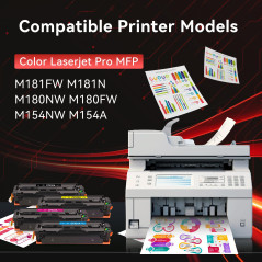 PINALL 205A Tonner Compatible pour HP 205A CF530A CF531A CF532A CF533A pour HP Color LaserJet Pro MFP M181fw M180n M180nw M154a