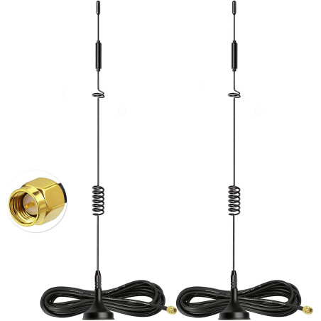 Bingfu Antenne 4G LTE Intérieur Amplificateur GSM Mimo SMA Mâle 8dBi Base Magnétique pour Orange,SFR,Bouygues Telecom,Free Mobil
