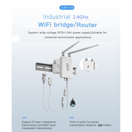 VONETS 2,4GHz WiFi Bridge Ethernet Répéteur sans Fil/Mini Routeur/Adaptateur RJ45 de Signal Hotspot, Alimentation DC/USB pour DV