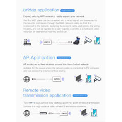 VONETS 2,4GHz WiFi Bridge Ethernet Répéteur sans Fil/Mini Routeur/Adaptateur RJ45 de Signal Hotspot, Alimentation DC/USB pour DV