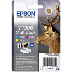 Epson T1306XL Stag Genuine High Yield Multipack, 3-colours DURABrite Ultra Ink Cartridges