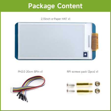 Waveshare 2.13inch e-Paper Display Hat 250x122 Resolution SPI E-Ink Screen Electronic Paper Module with Embedded Controller Part